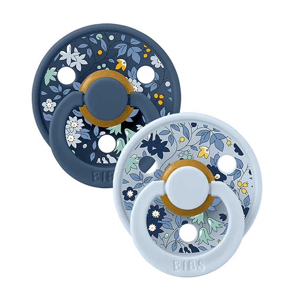 Bibs Liberty Set 2 Ciucci Tettarella Anatomica In Lattice Di Gomma Naturale Chamomile Lawn E Baby Blue Mix 6-18 Mesi