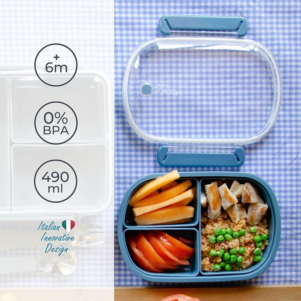 Nuvita KiddieKit Lunch Box Per Bambini 490 ml Powder Blue