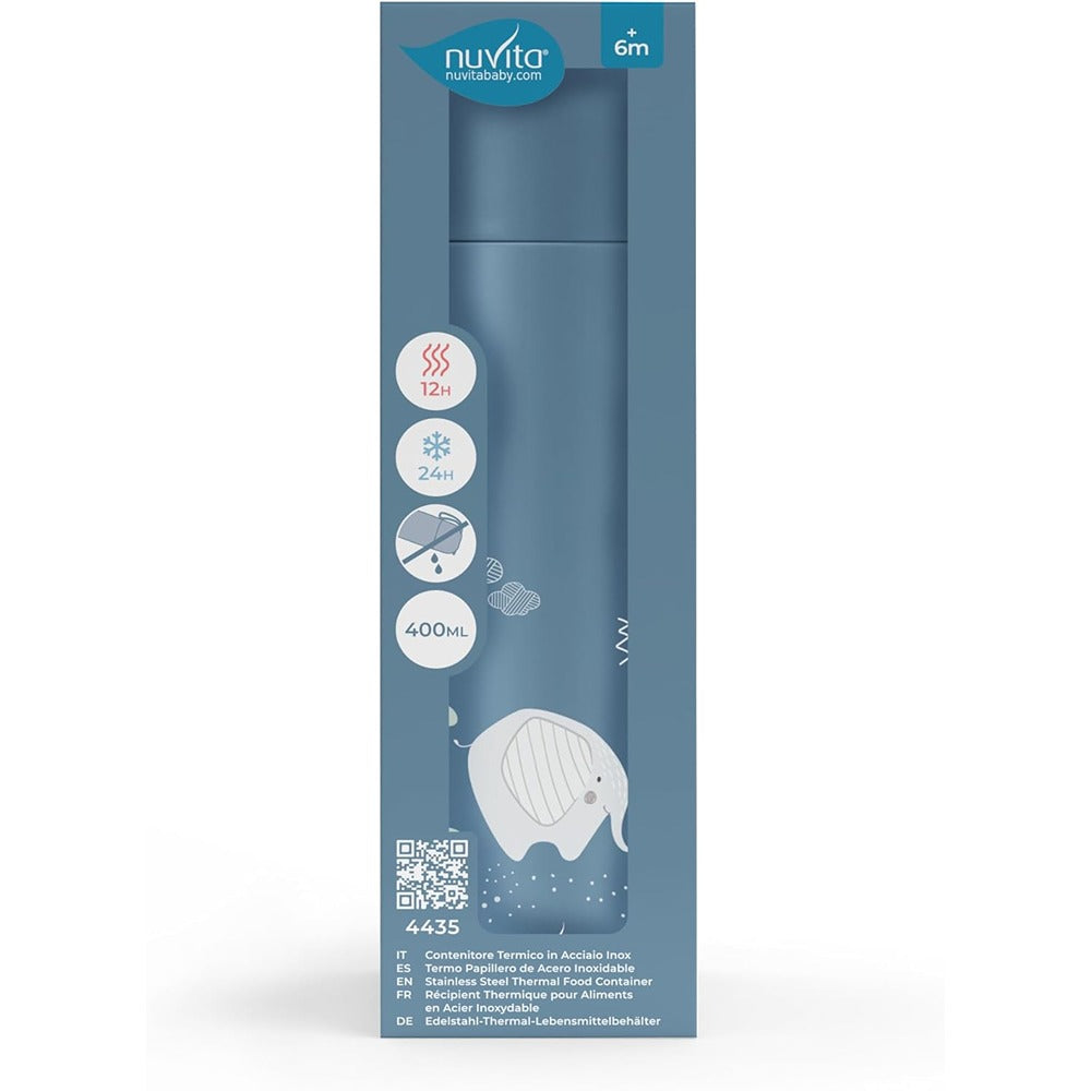 Nuvita Borraccia Termica In Acciaio Con Manico In Silicone 400 ml Powder Blue