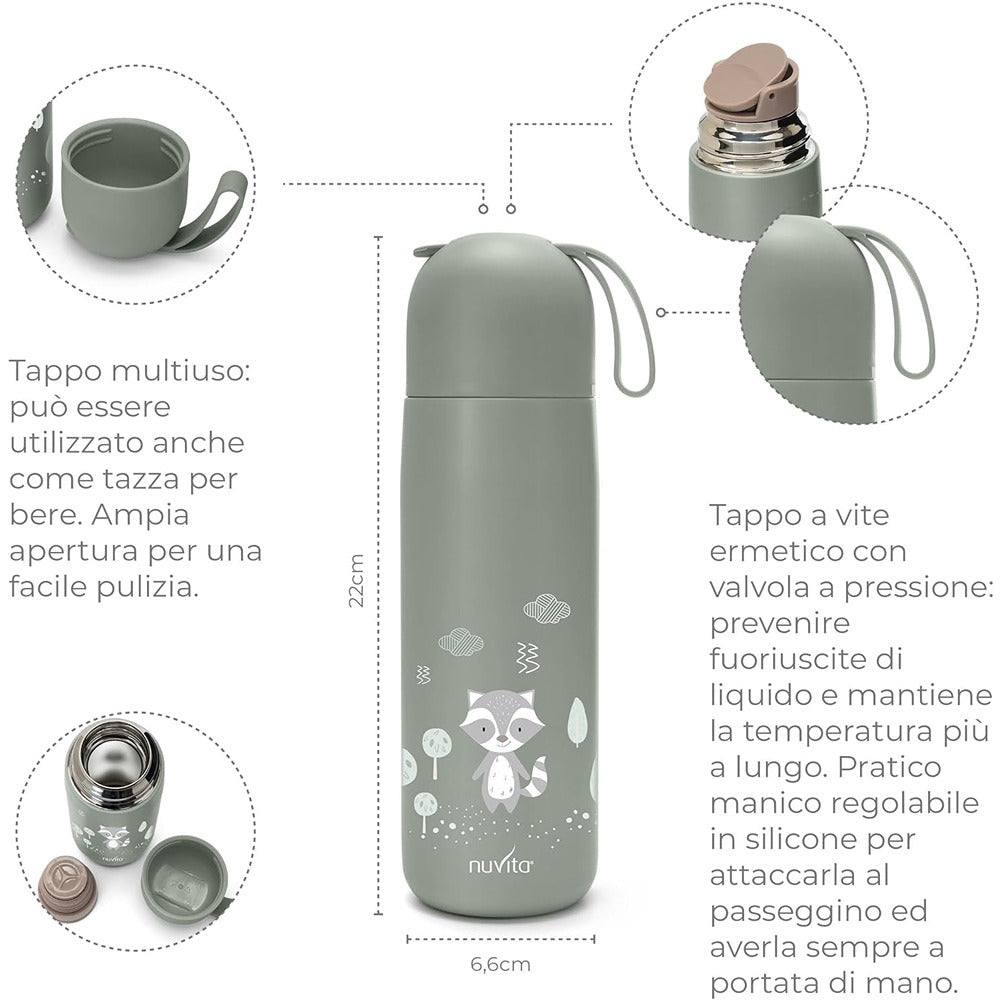 Nuvita Borraccia Termica In Acciaio Con Manico In Silicone 400 ml English Rose