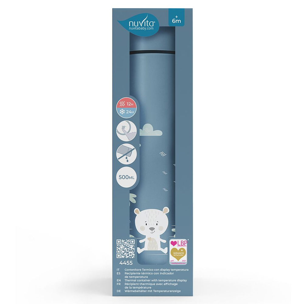 Nuvita Borraccia Termica In Acciaio Con Termometro Led 500 ml Powder Blue