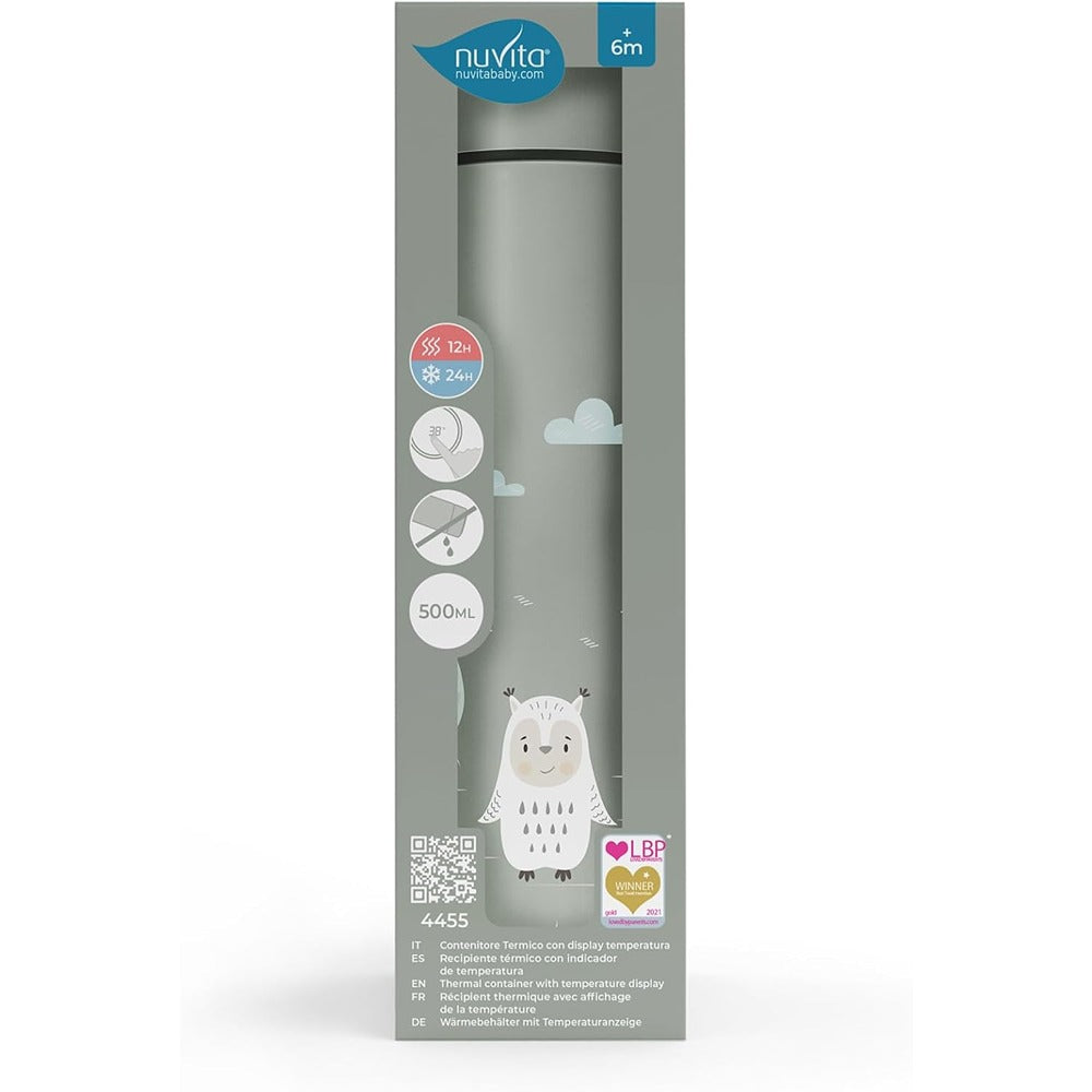 Nuvita Borraccia Termica In Acciaio Con Termometro Led 500 ml Sage Green