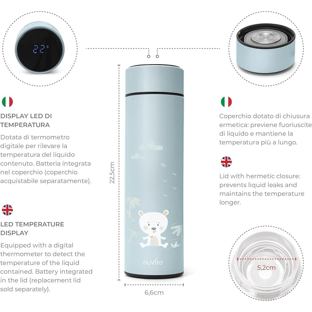 Nuvita Borraccia Termica In Acciaio Con Termometro Led 500 ml English Rose