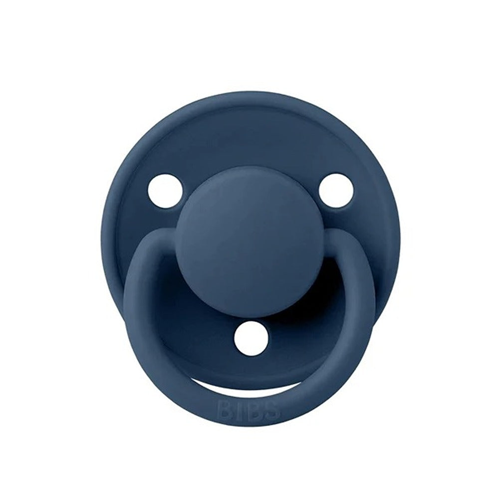Bibs De Lux Set 2 Ciucci Tettarella Tonda In Silicone Ipoallergenica Azzurro E Blu 0-36 Mesi