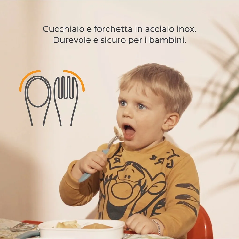 Nuvita KiddieKit Set Posate Bimbi In Acciaio Con Impugnatura In Silicone English Rose