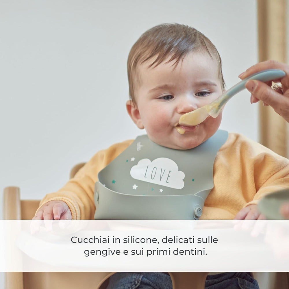 Nuvita Easy Eating Set 2 Cucchiai In Silicone English Rose