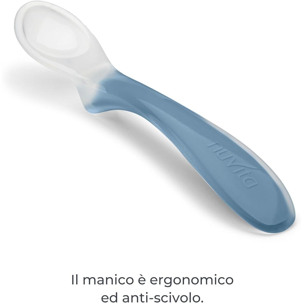 Nuvita Easy Eating Set 2 Cucchiai In Silicone Powder Blue