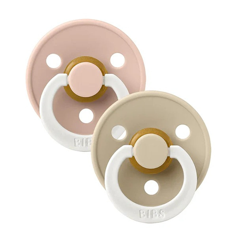 Bibs Colour Glow Set 2 Ciucci Tettarella Anatomica In Lattice Di Gomma Naturale Vaniglia E Rosa 0-6 Mesi