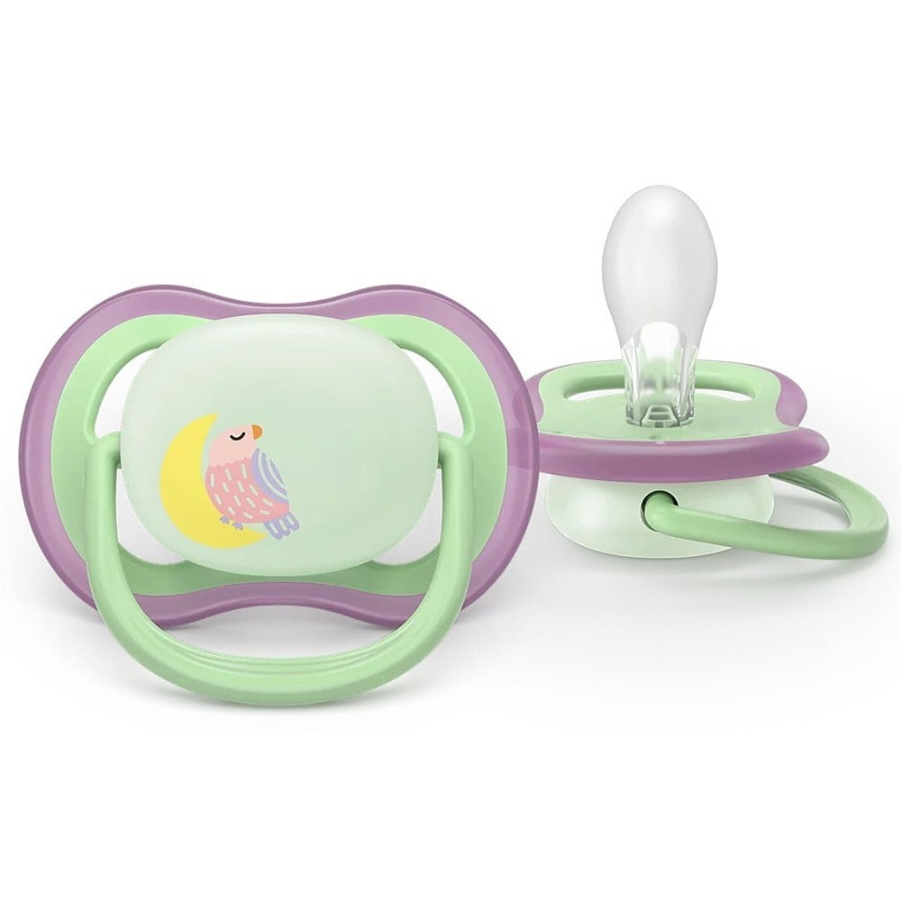Philips Avent Ultra Air Nighttime Succhietti Ortodontici Uccellino E Farfalla 6-18 Mesi 2 Pezzi