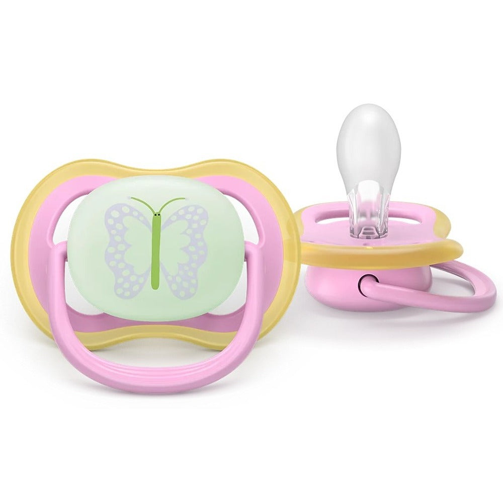 Philips Avent Ultra Air Nighttime Succhietti Ortodontici Uccellino E Farfalla 6-18 Mesi 2 Pezzi