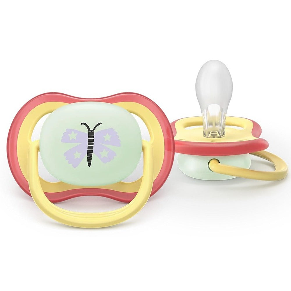 Philips Avent Ultra Air Nighttime Succhietti Ortodontici Farfalla E Bruco 0-6 Mesi 2 Pezzi