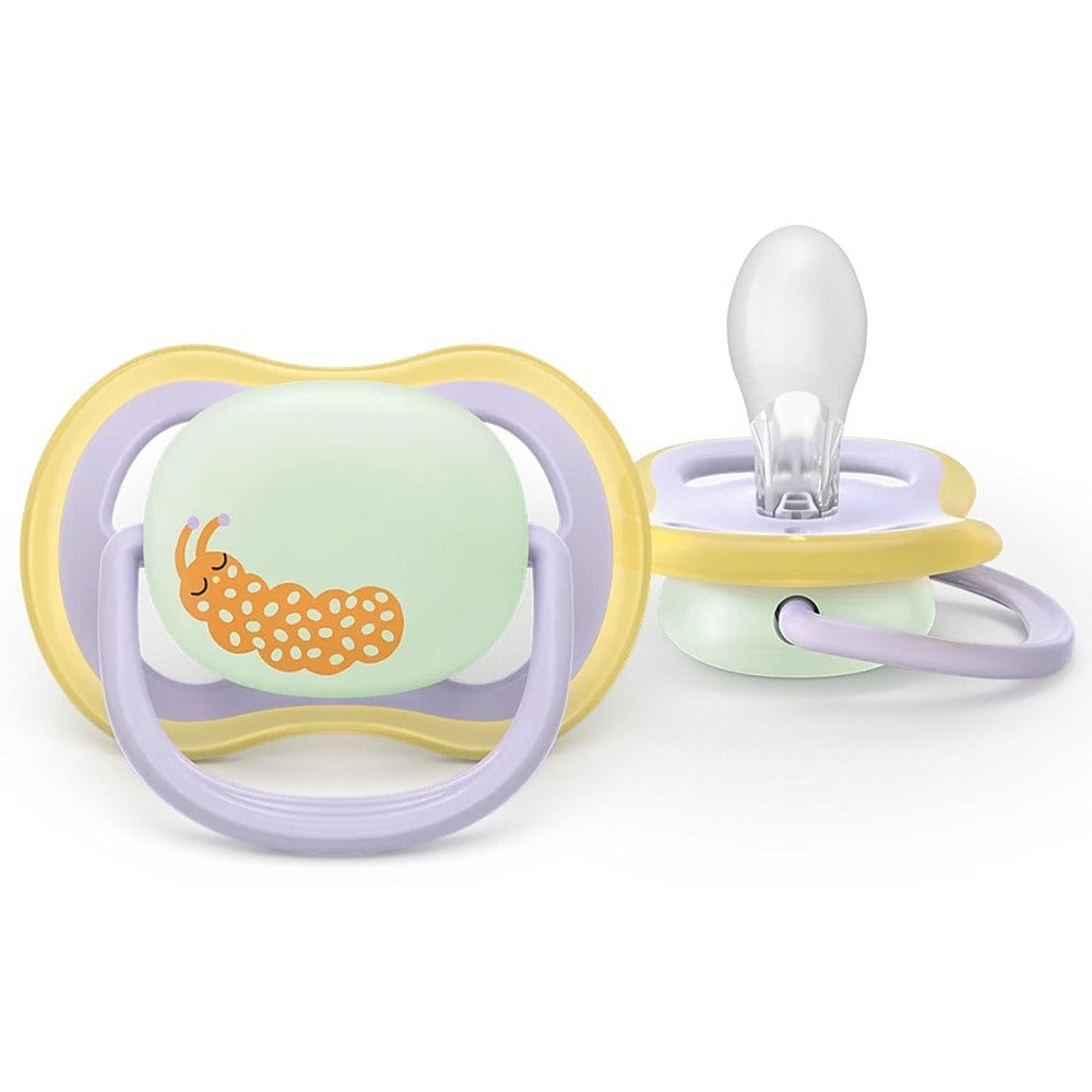 Philips Avent Ultra Air Nighttime Succhietti Ortodontici Farfalla E Bruco 0-6 Mesi 2 Pezzi