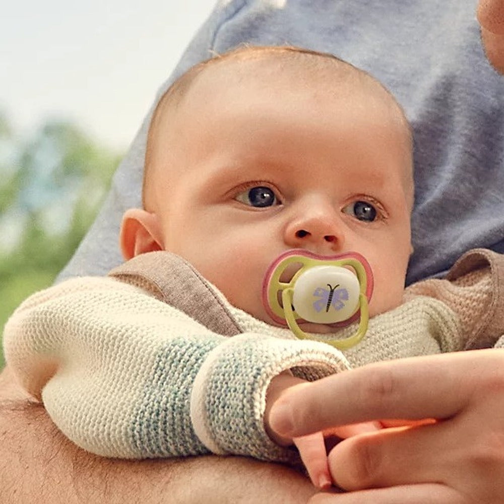 Philips Avent Ultra Air Nighttime Succhietti Ortodontici Farfalla E Bruco 0-6 Mesi 2 Pezzi