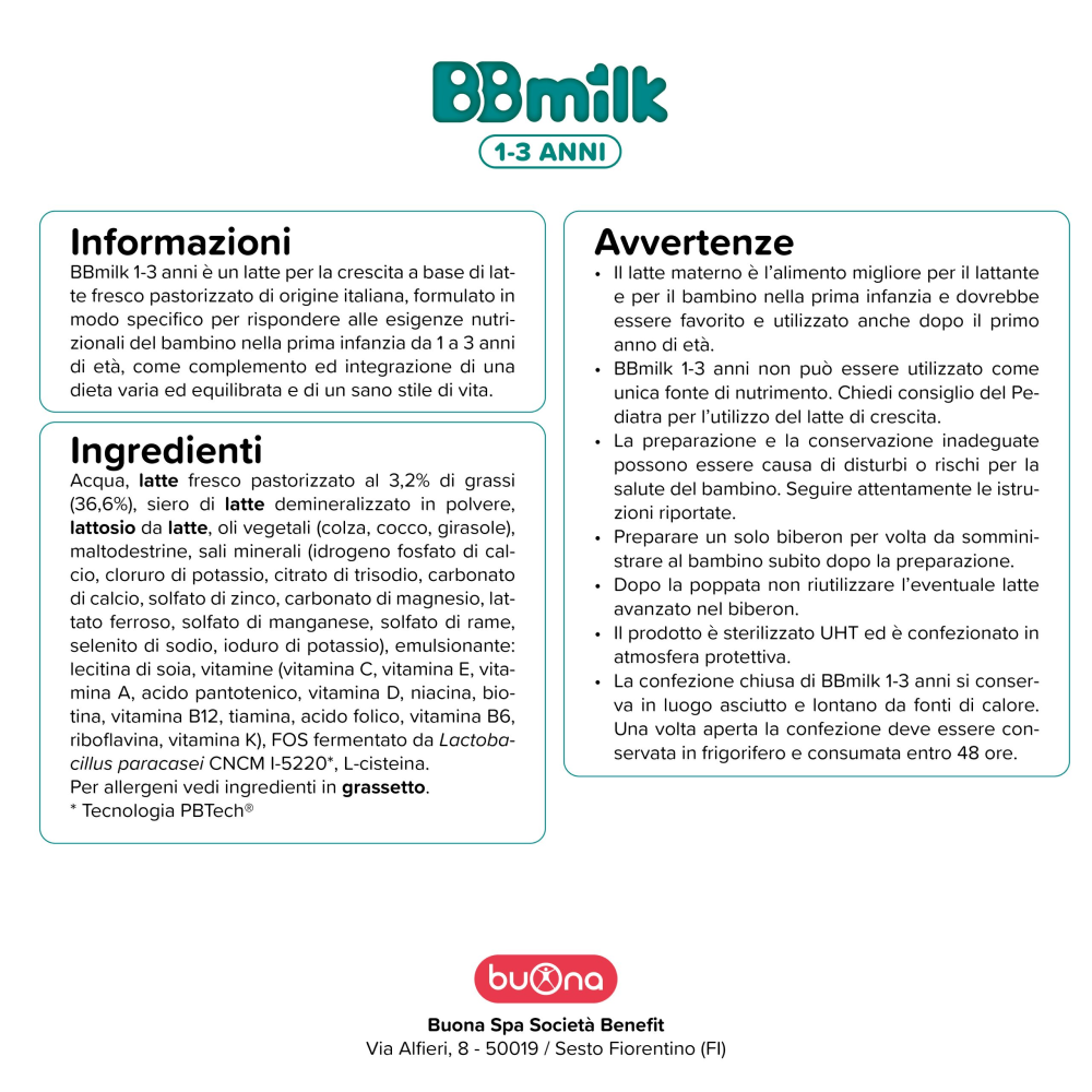 BBmilk 1-3 anni Latte Liquido Bio Di Proseguimento 500 ml