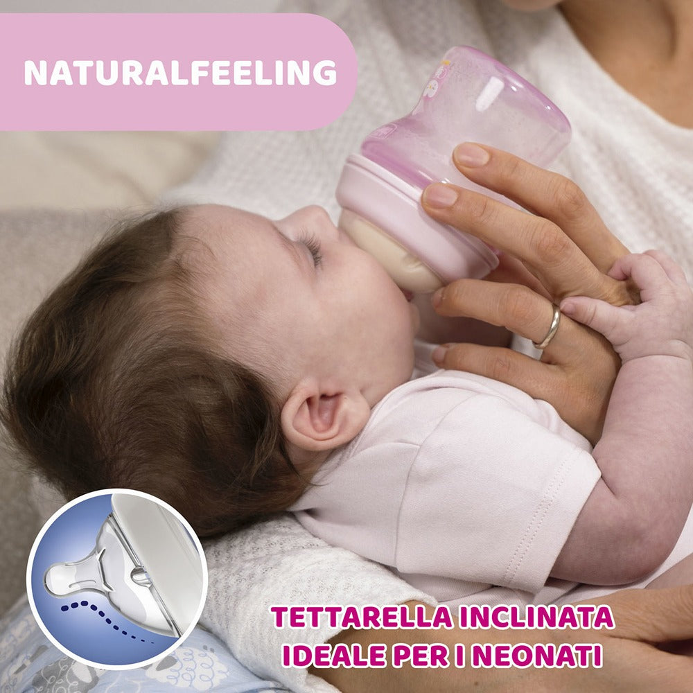 Chicco Biberon Natural Feeling Flusso Lento 150 ml Grigio 0+ Mesi