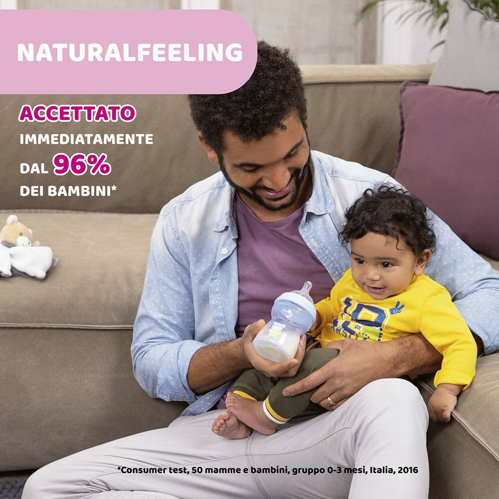 Chicco Biberon Natural Feeling Flusso Lento 150 ml Grigio 0+ Mesi