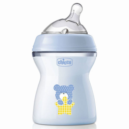 Chicco Biberon Natural Feeling Flusso Medio 250 ml Azzurro 2+ Mesi