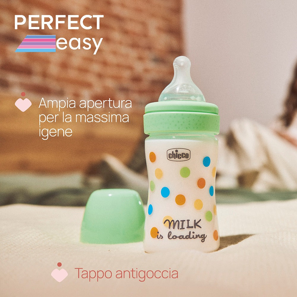 Chicco Biberon Perfect Easy Tettarella Physio In Silicone Flusso Lento Verde 150 ml 0+ Mesi