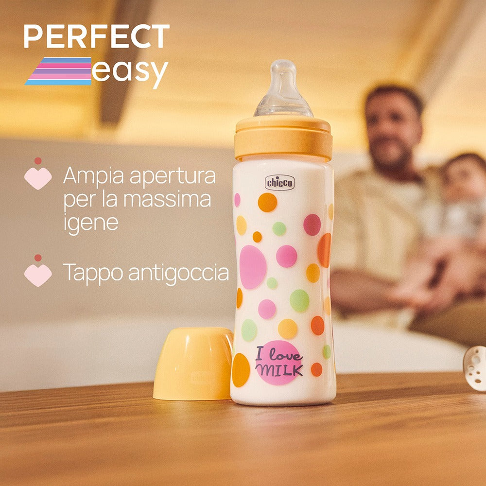 Chicco Biberon Perfect Easy Tettarella Physio In Silicone Flusso Veloce Girl 330 ml 4+ Mesi