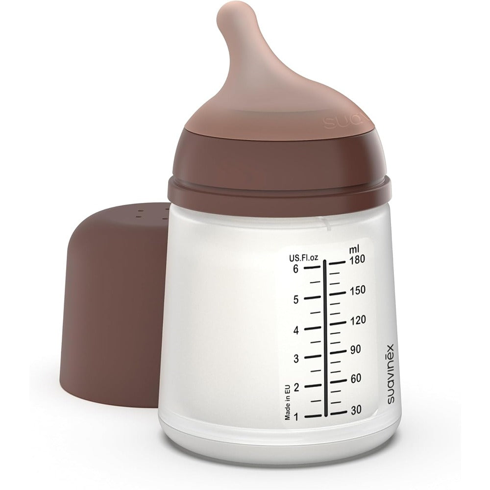 Suavinex Zero.Zero Biberon Anti-Coliche Tettarella In Silicone 180 ml Flusso Lento (S) Deep 0+ Mesi