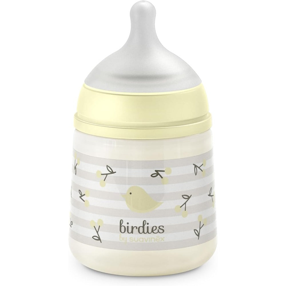 Suavinex Biberon Birdies Tettarella In Silicone Sx Pro Flusso Lento Neutro 150 ml 0+ Mesi