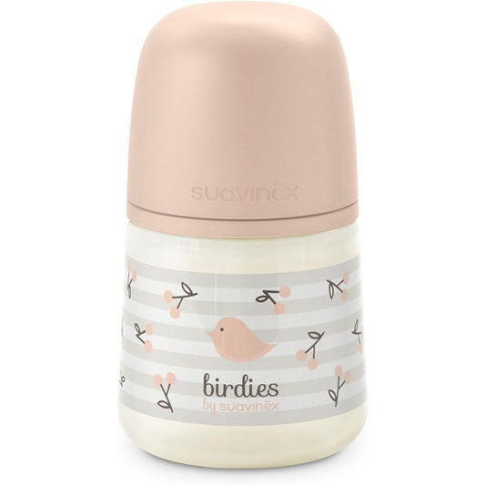 Suavinex Biberon Birdies Tettarella In Silicone Sx Pro Flusso Lento Rosa 150 ml 0+ Mesi