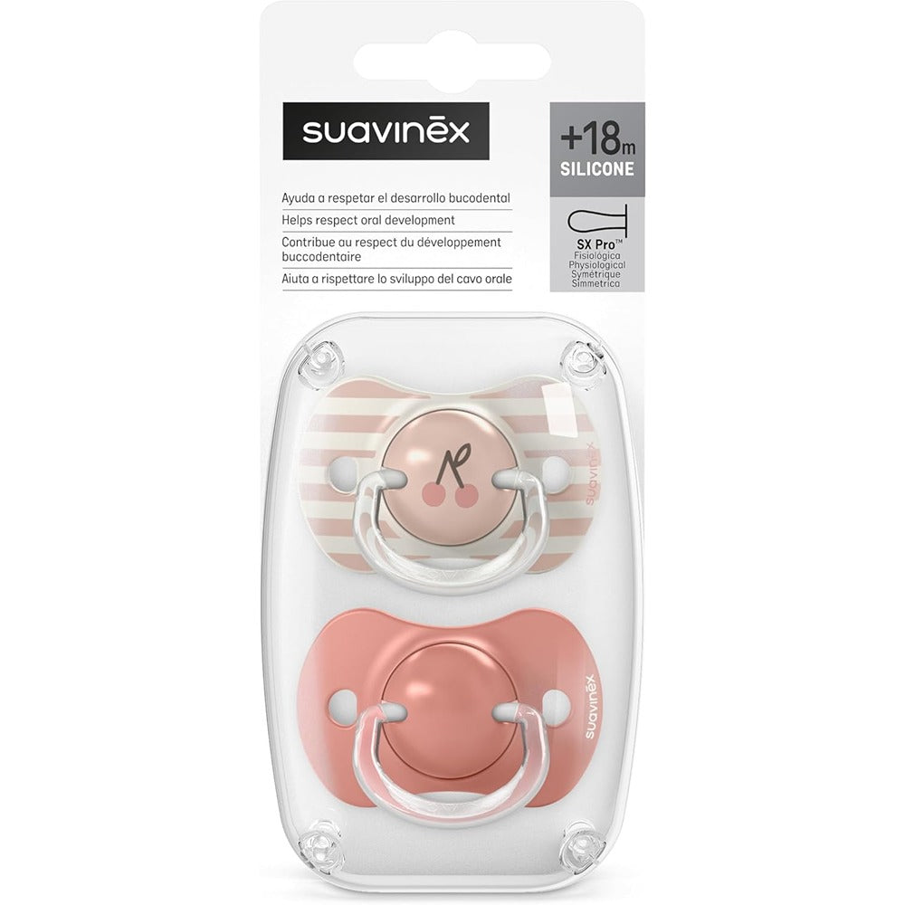 Suavinex Birdies Succhietti Tettina Simmetrica In Silicone Sx Pro Rosa 18+ Mesi