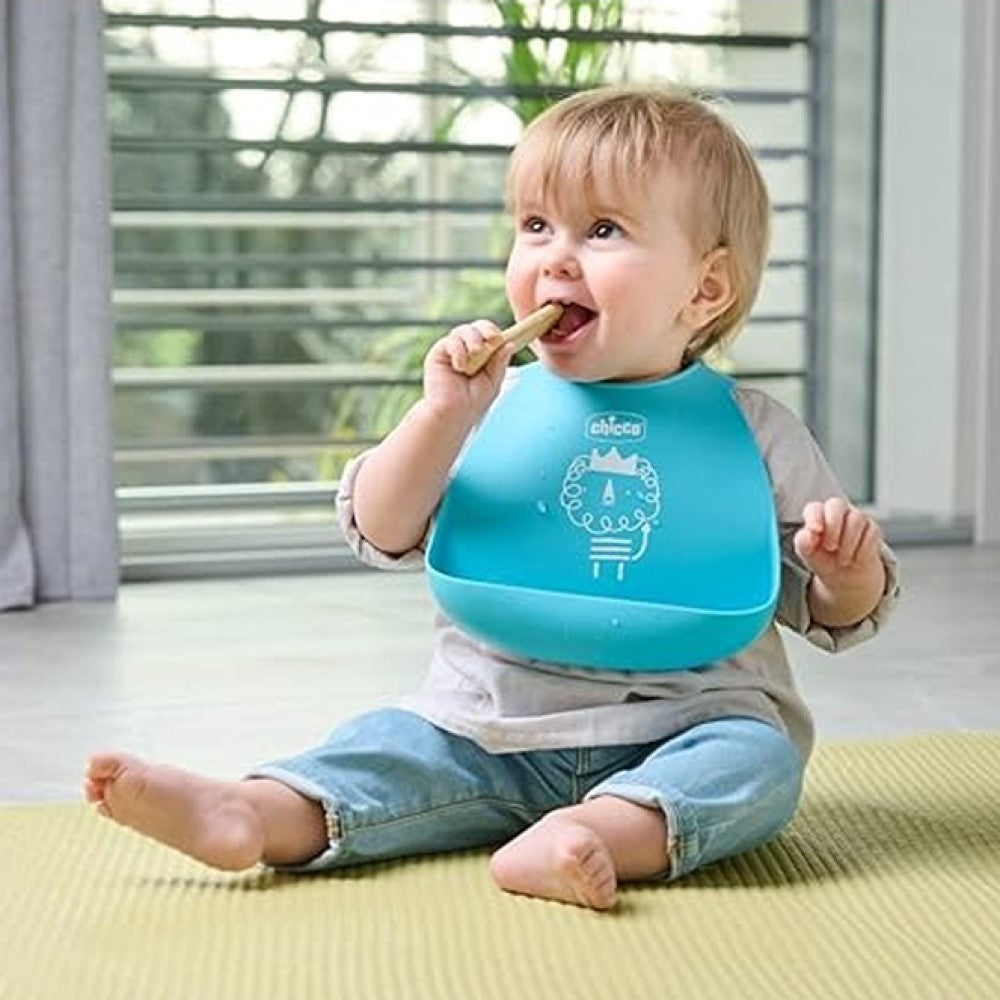Chicco Bavaglino In Silicone Azzurro 6+ Mesi