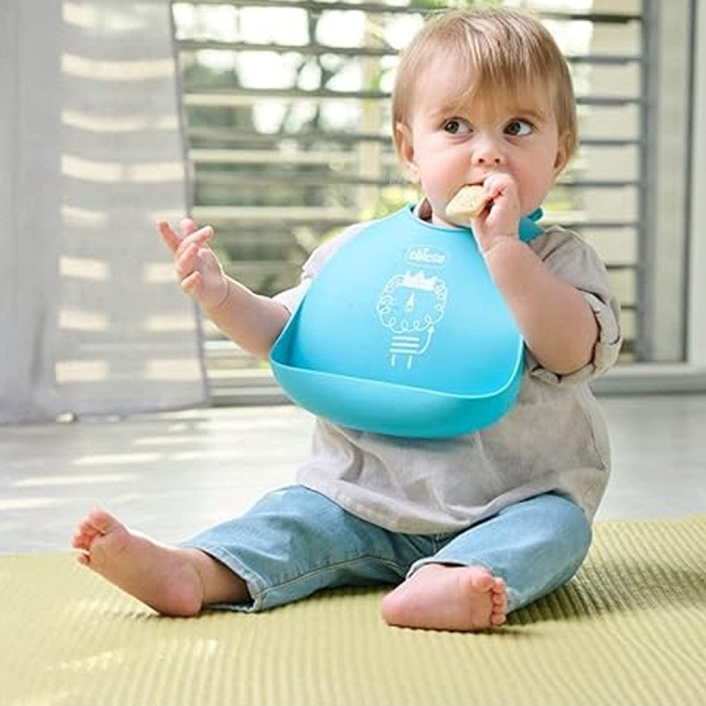 Chicco Bavaglino In Silicone Azzurro 6+ Mesi