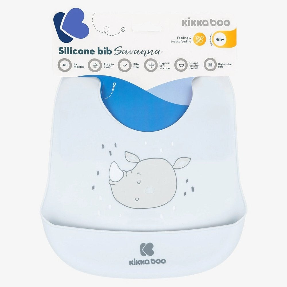 KikkaBoo Bavaglino In Silicone Savanna Blue