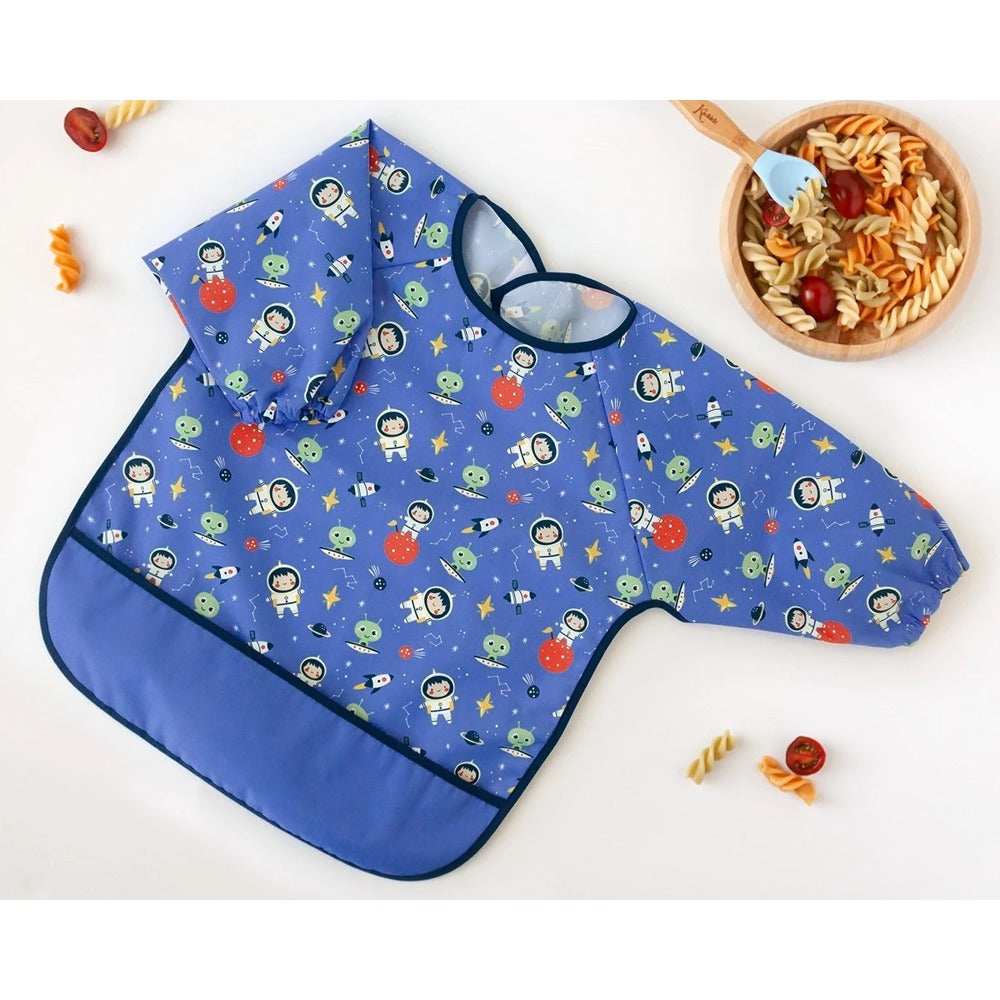 Kiokids Bavaglino Impermeabile Con Maniche Blu