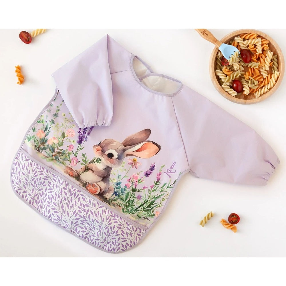 Kiokids Bavaglino Impermeabile Con Maniche Coniglio Lavanda