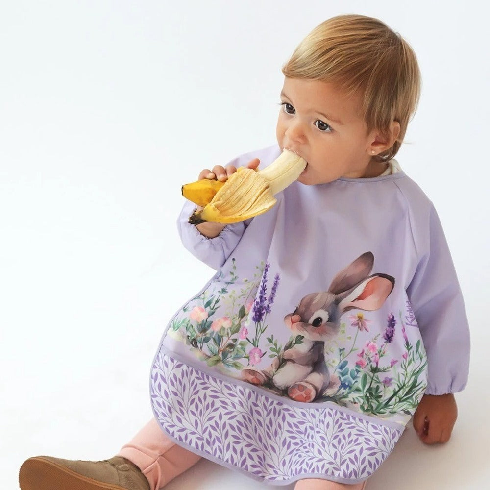 Kiokids Bavaglino Impermeabile Con Maniche Coniglio Lavanda