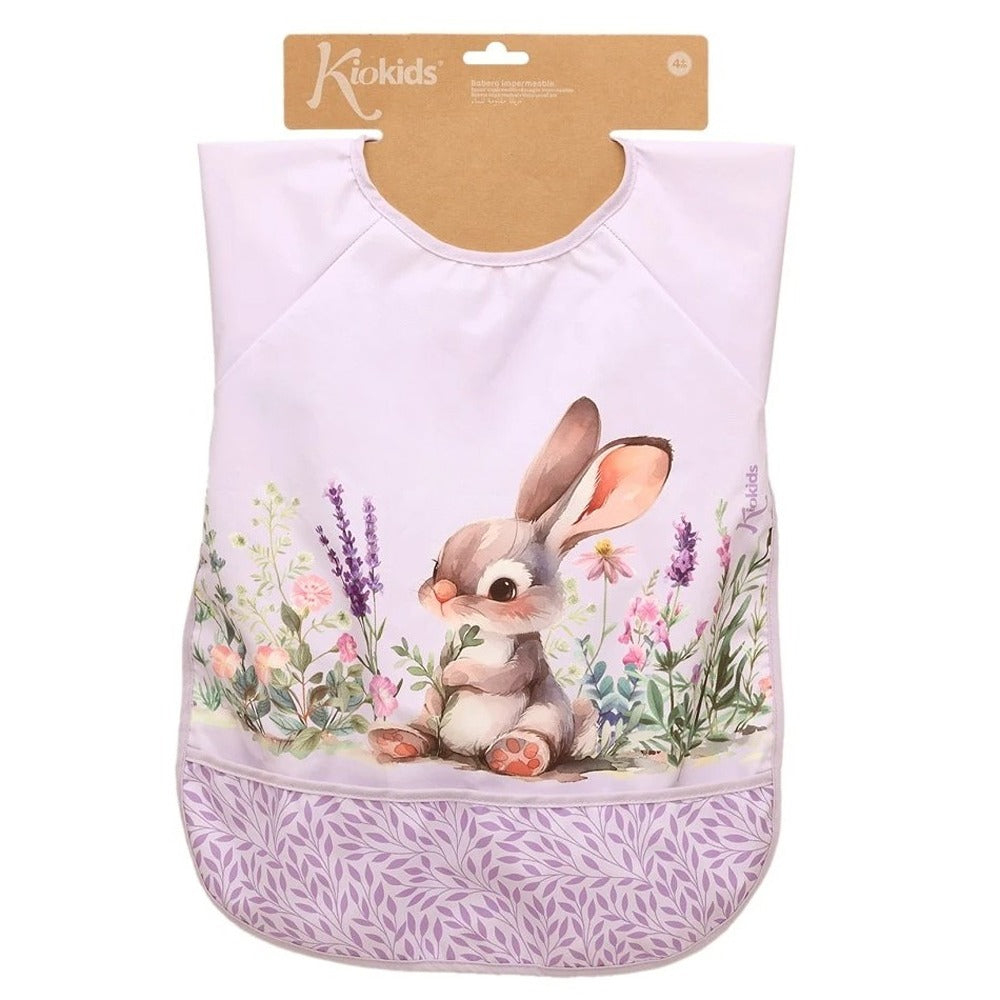 Kiokids Bavaglino Impermeabile Con Maniche Coniglio Lavanda