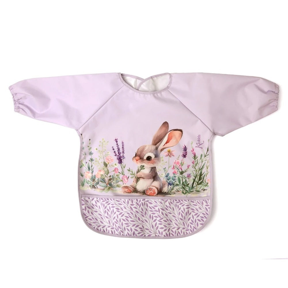 Kiokids Bavaglino Impermeabile Con Maniche Coniglio Lavanda