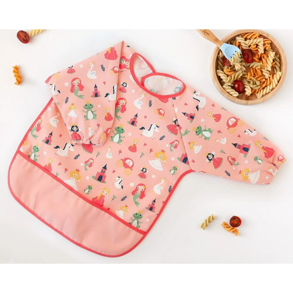Kiokids Bavaglino Impermeabile Con Maniche Rosa