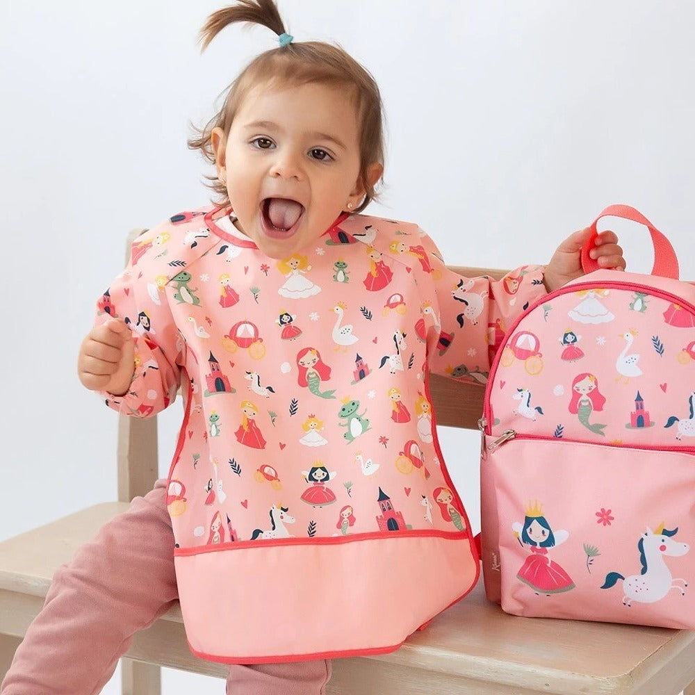 Kiokids Bavaglino Impermeabile Con Maniche Rosa