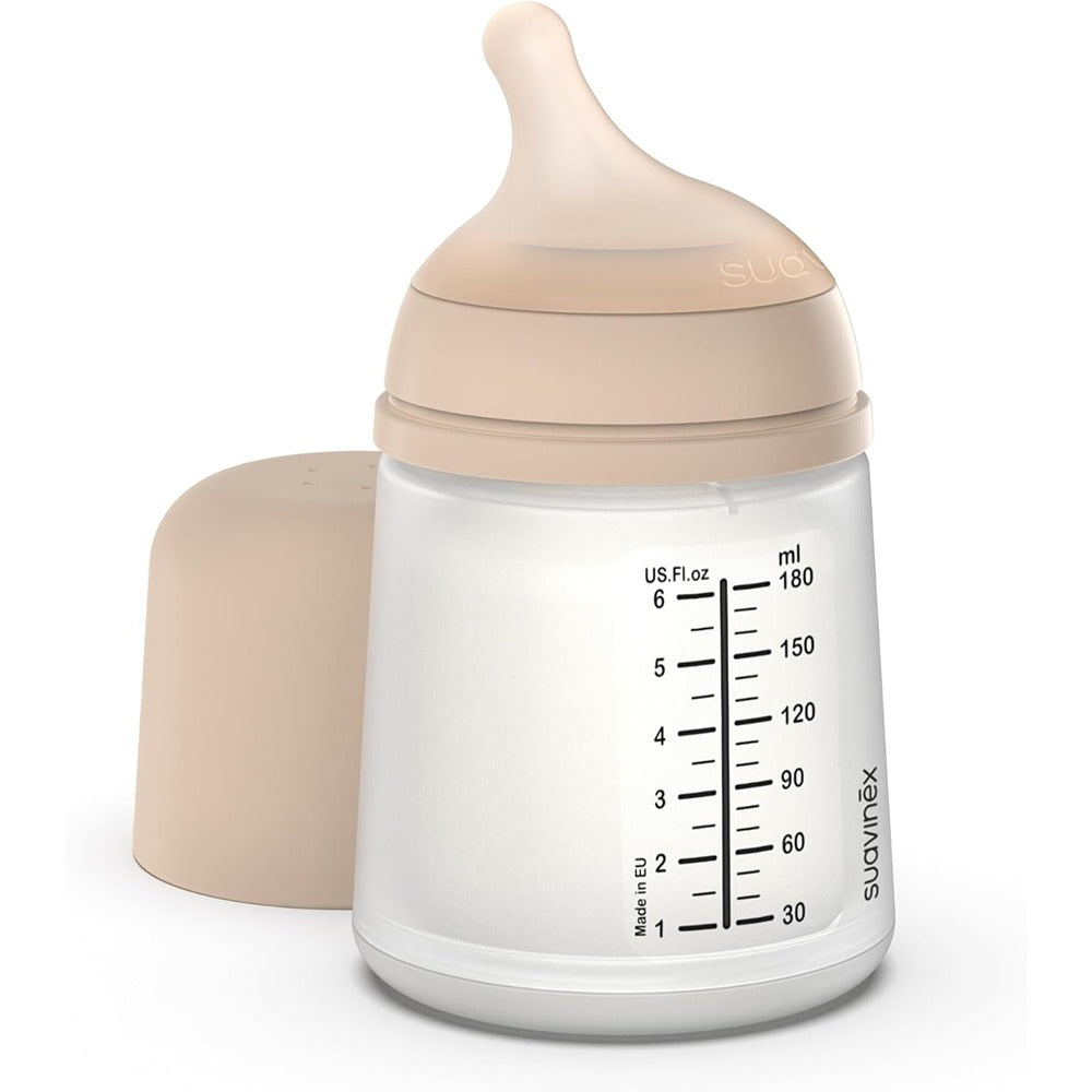 Suavinex Zero.Zero Biberon Anti-Coliche Tettarella In Silicone 180 ml Flusso Lento (S) Light 0+ Mesi