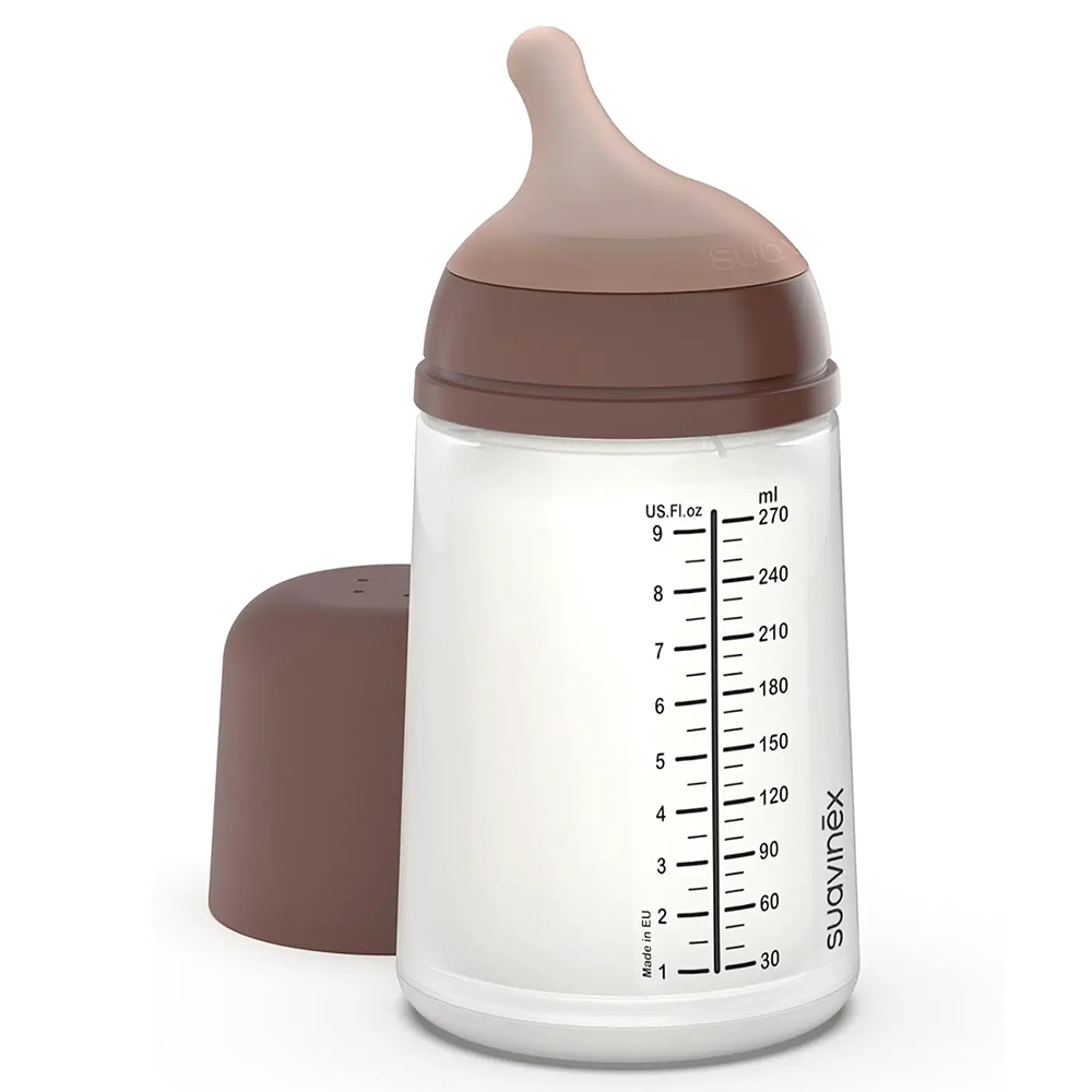 Suavinex Zero.Zero Biberon Anti-Coliche Tettarella In Silicone 270 ml Flusso Medio (M) Deep 3+ Mesi