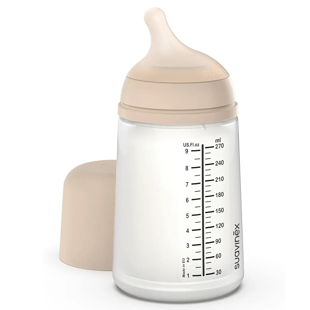 Suavinex Zero.Zero Biberon Anti-Coliche Tettarella In Silicone 270 ml Flusso Medio (M) Light 3+ Mesi