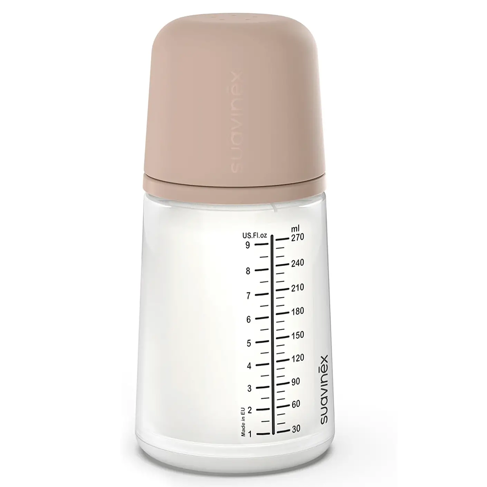 Suavinex Zero.Zero Biberon Anti-Coliche Tettarella In Silicone 270 ml Flusso Medio (M) Medium 3+ Mesi