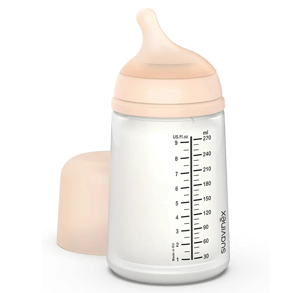 Suavinex Zero.Zero Biberon Anti-Coliche Tettarella In Silicone 270 ml Flusso Medio (M) Fair 3+ Mesi