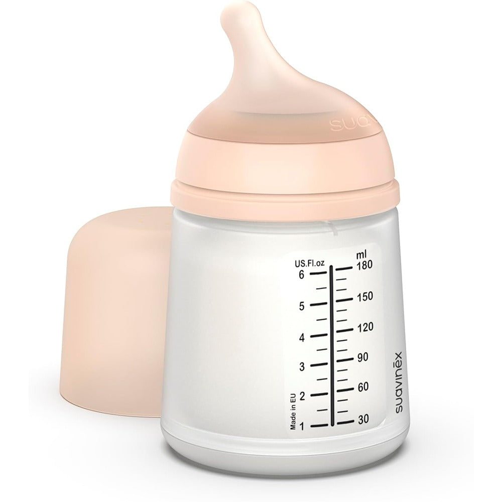 Suavinex Zero.Zero Biberon Anti-Coliche Tettarella In Silicone 180 ml Flusso Lento (S) Fair 0+ Mesi