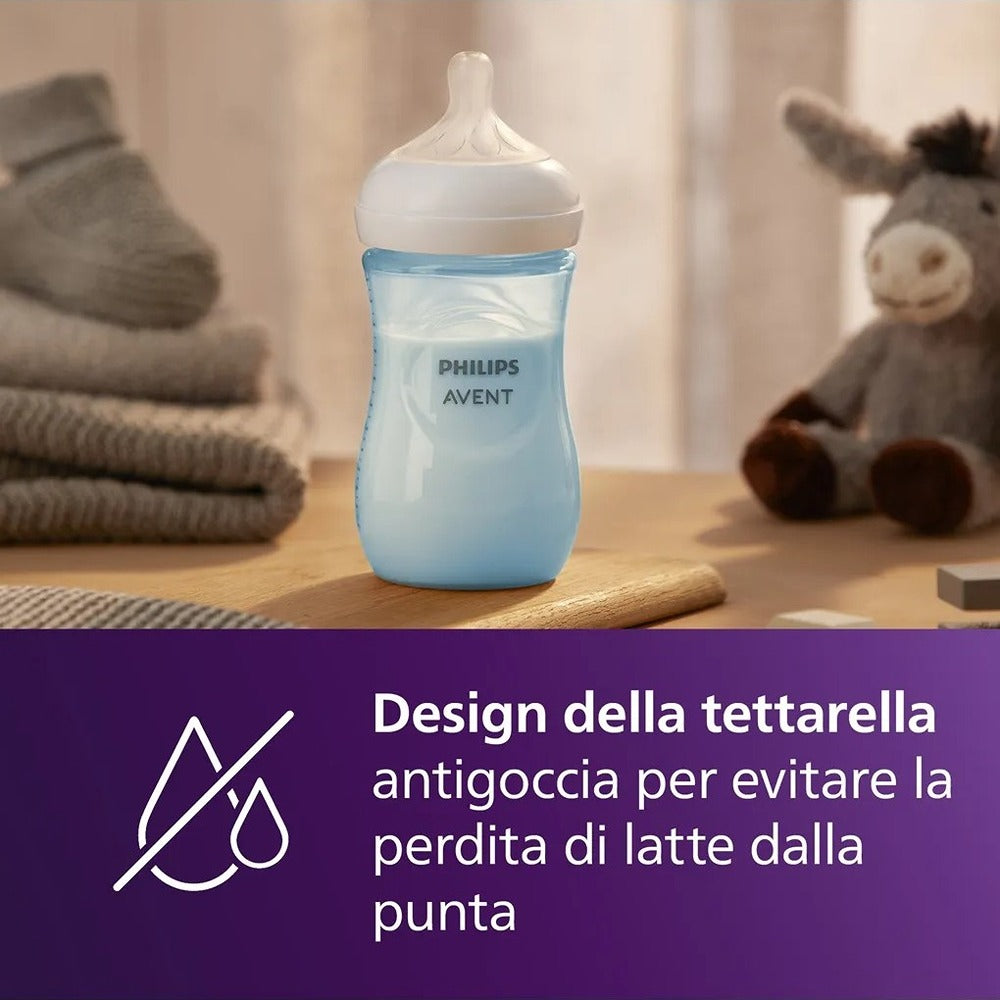 Philips Avent Natural Response Biberon 260 ml Azzurro Tettarella 1+ Mese