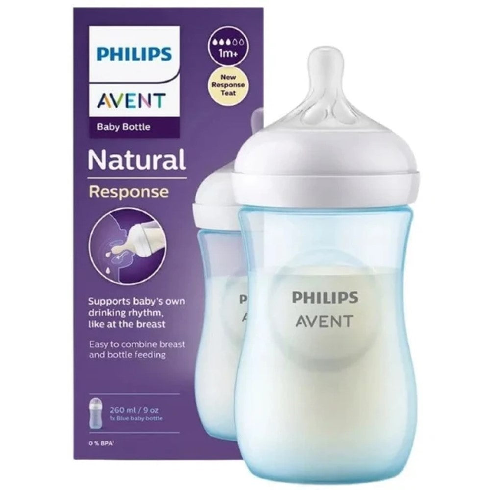 Philips Avent Natural Response Biberon 260 ml Azzurro Tettarella 1+ Mese