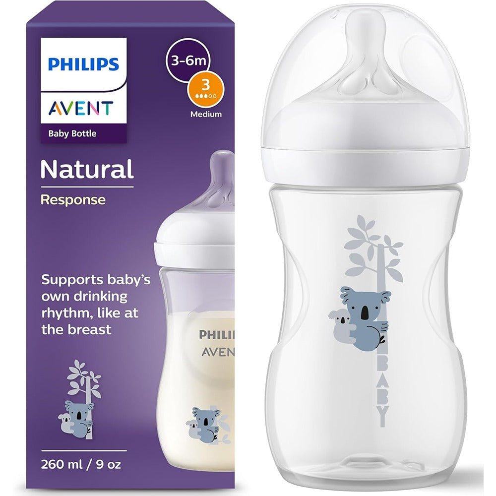 Philips Avent Natural Response Biberon Decorazione Koala 260ml Tettarella 1+ Mese