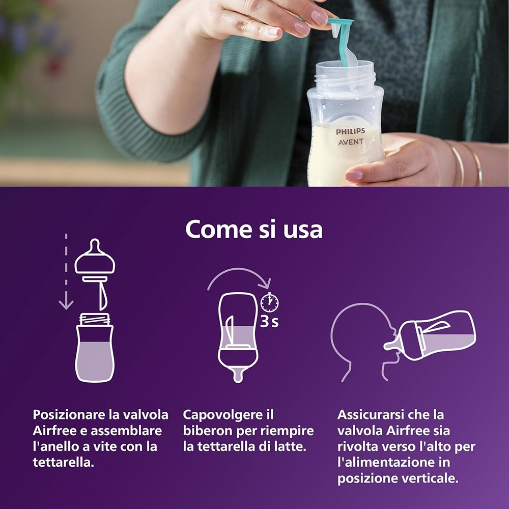 Philips Avent Natural Response Biberon Con Valvola Airfree Orso 260 ml Tettarella 1+ Mese