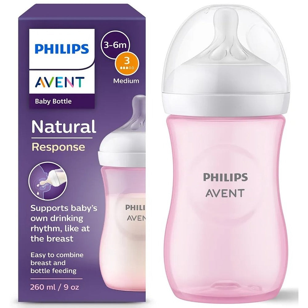 Philips Avent Natural Response Biberon 260 ml Rosa Tettarella 1+ Mese
