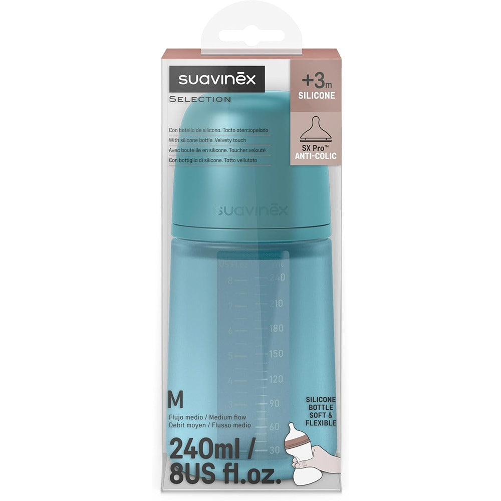 Suavinex Color Essence Biberon In silicone 240 ml Blu Oceano 3+ Mesi