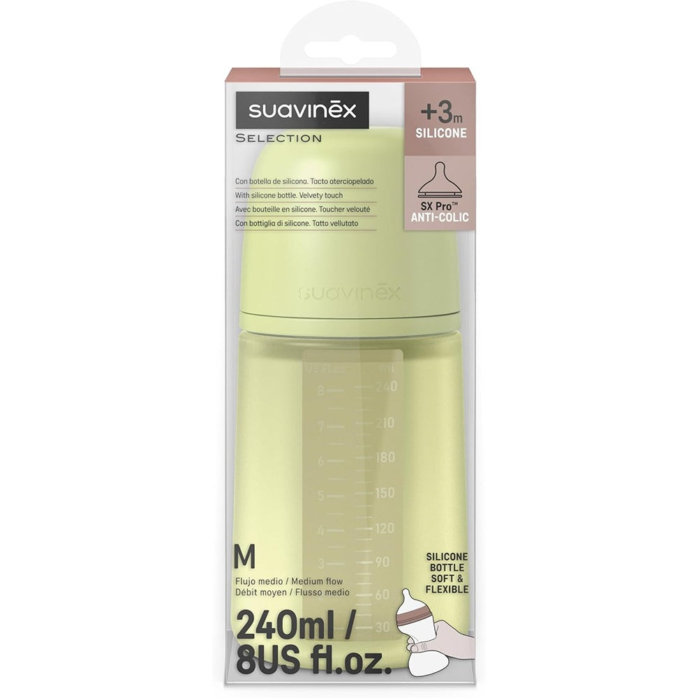 Suavinex Color Essence Biberon In silicone 240 ml Lime 3+ Mesi